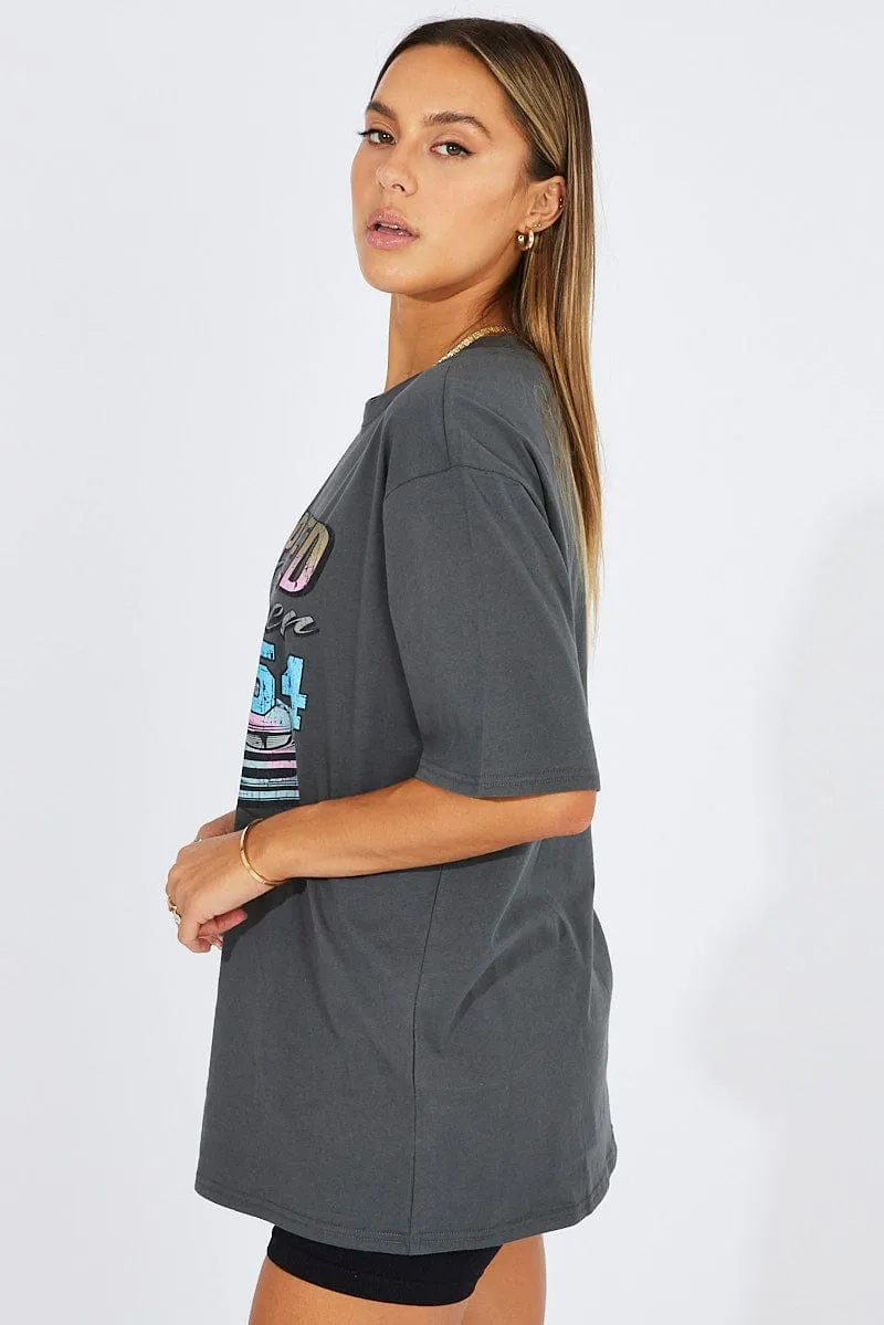 Slim fit clothing Grey Graphic Tee Short Sleeve