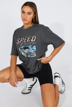 Chill Style Grey Graphic Tee Short Sleeve