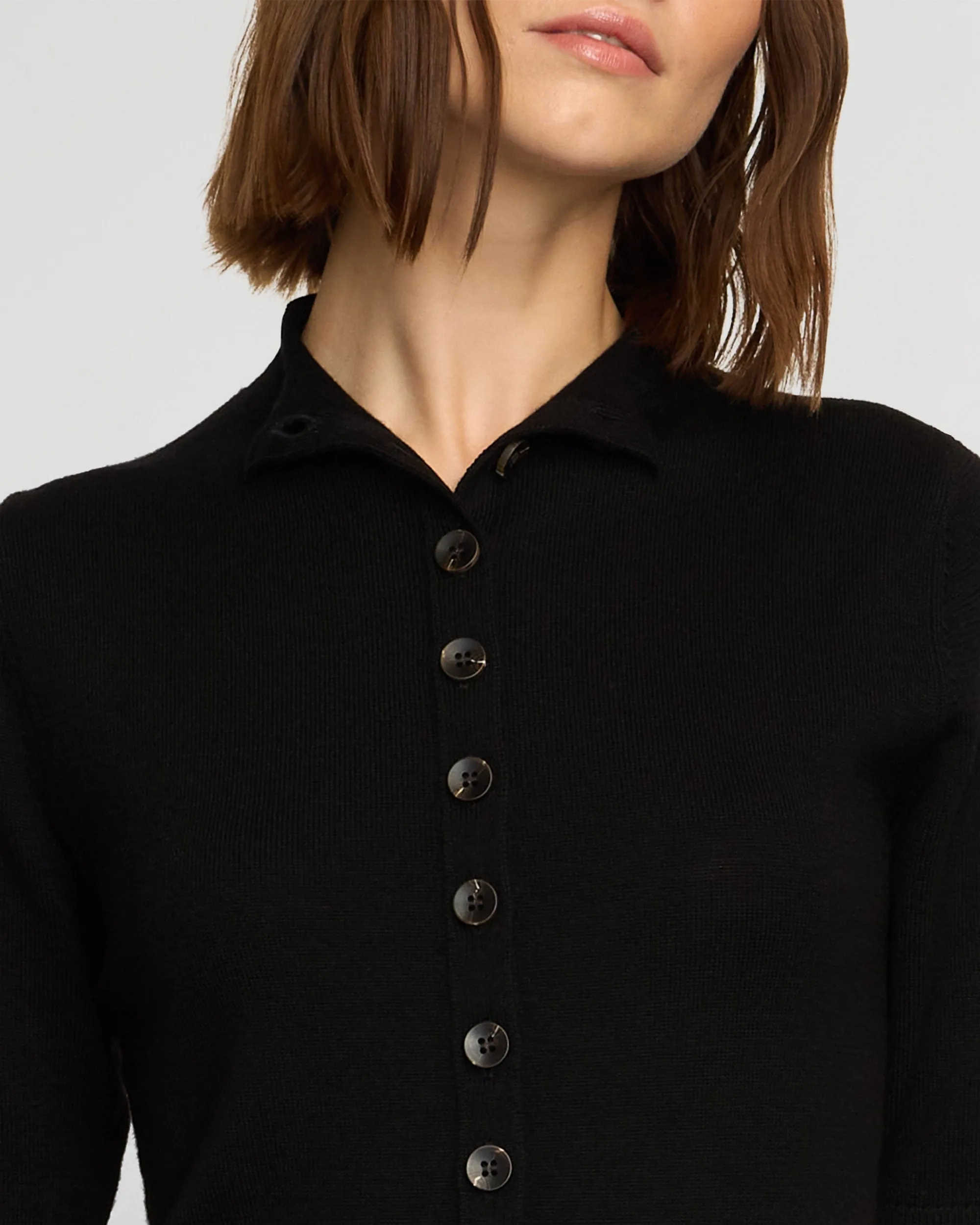 Charlotte Wool Button Short-Sleeve Sweater Timeless Knitwear