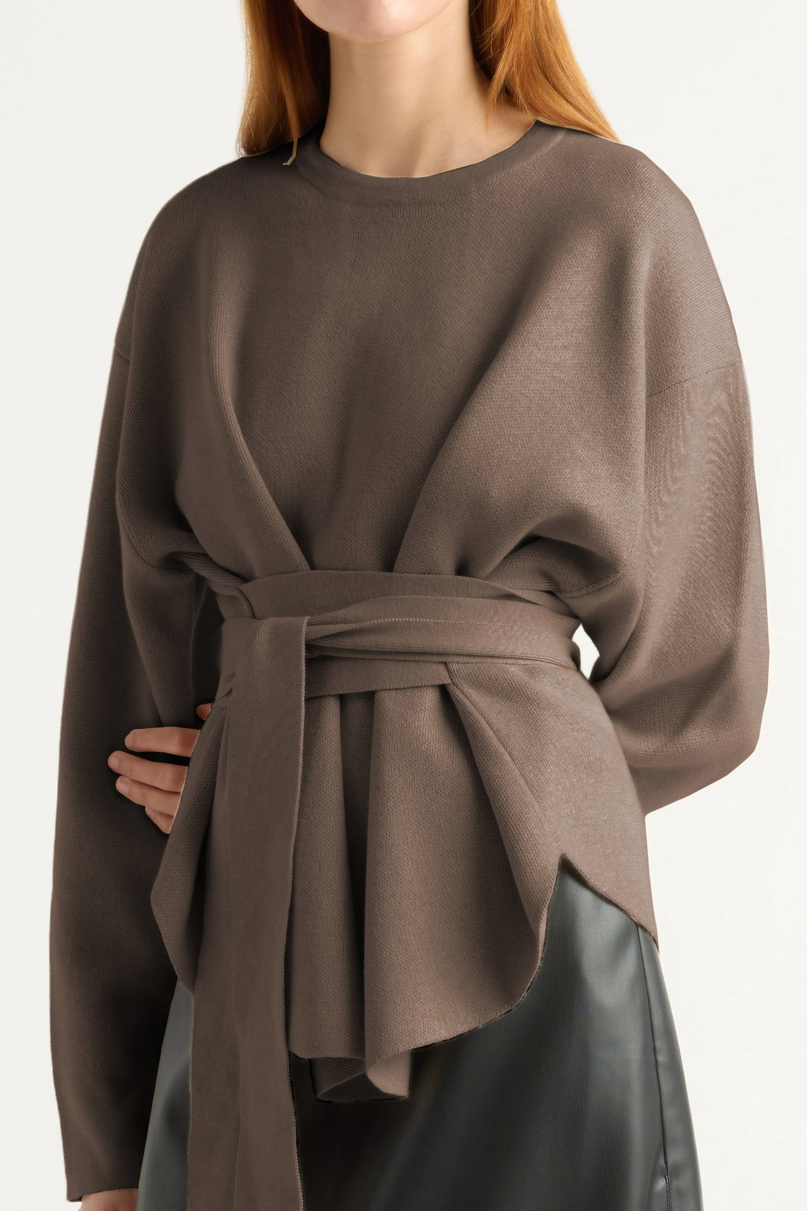 Nara Tie-Front Knit Sweater Knit Design Wear Knit Wear