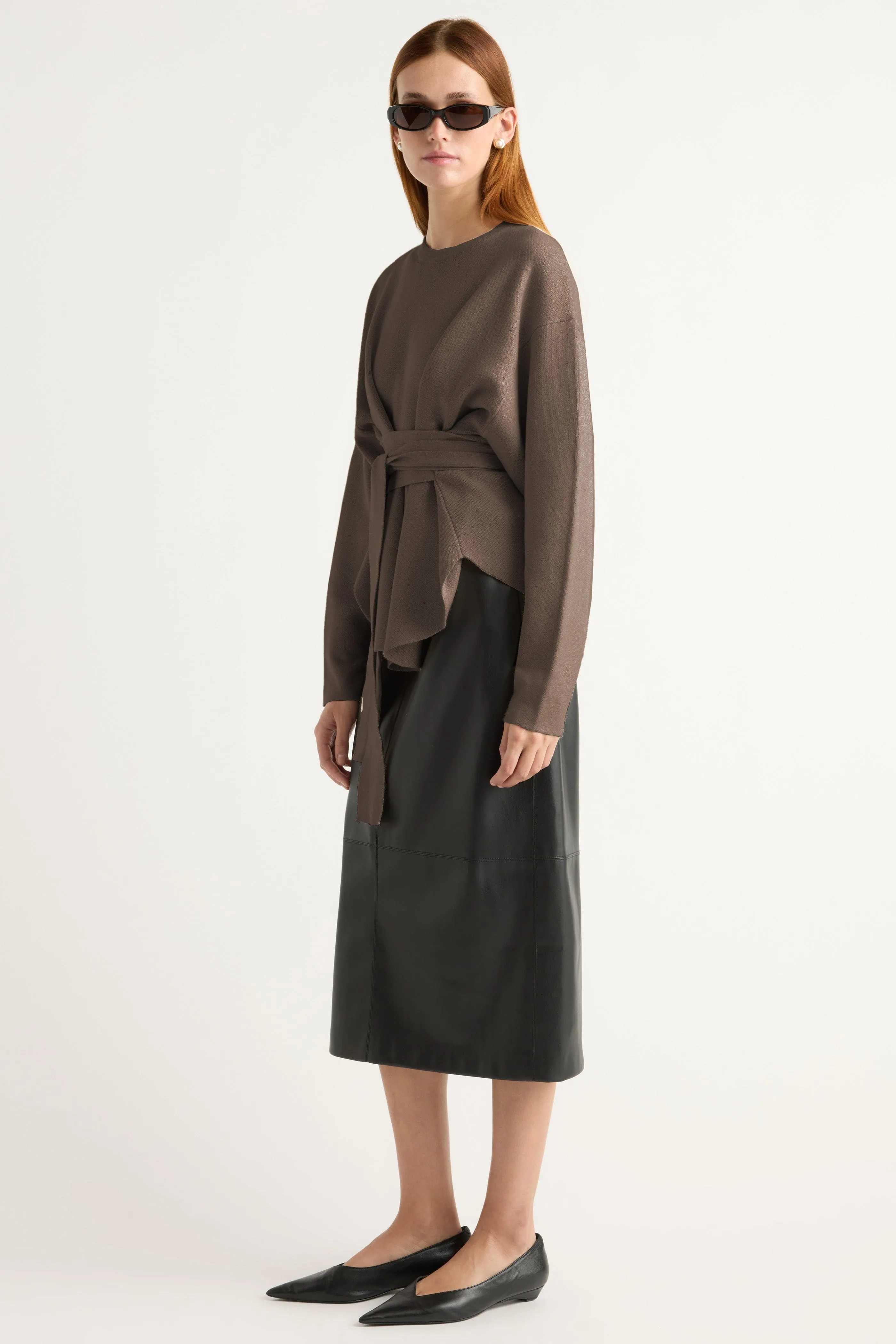 Nara Tie-Front Knit Sweater Breathable Wool Stylish Wear