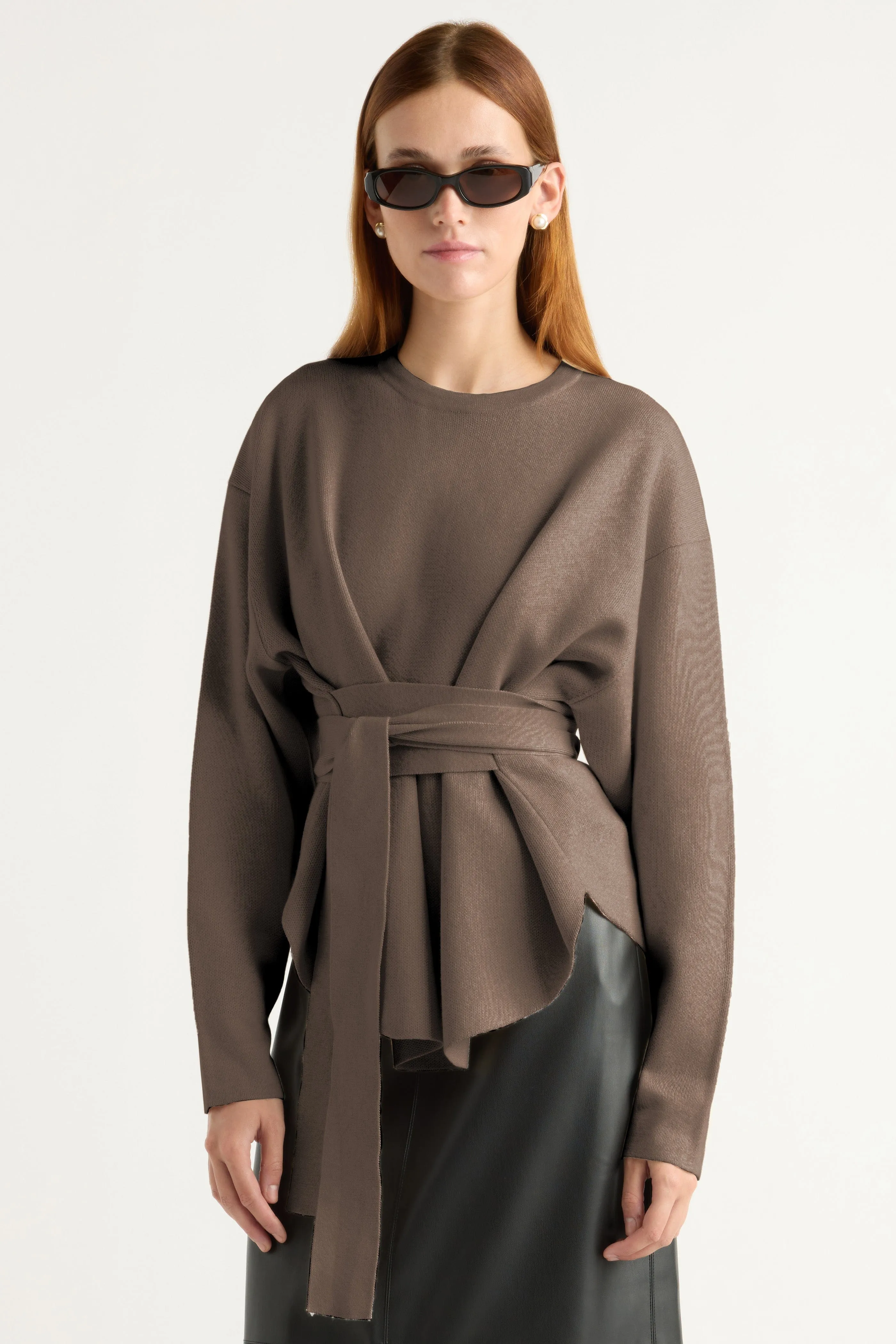 Nara Tie-Front Knit Sweater Wrinkle Resistant Knit