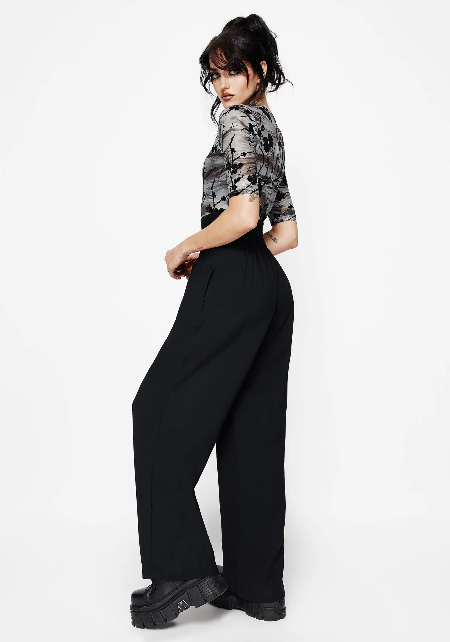 Brenna Corset High Waist Wide Leg Trouser LowProfileStitching