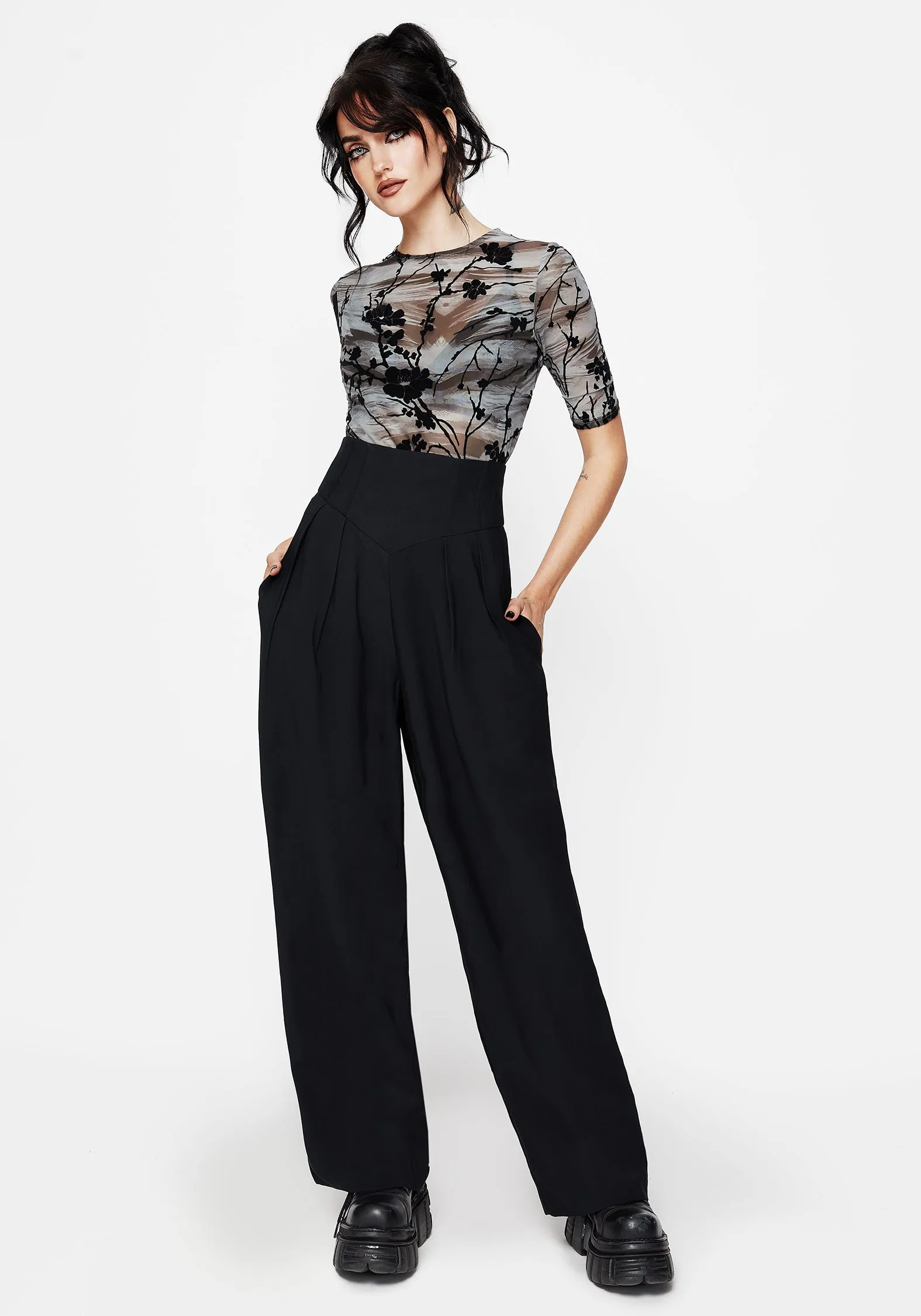 Relaxed Comfort Look Lounge-friendly Brenna Corset High Waist Wide Leg Trouser
