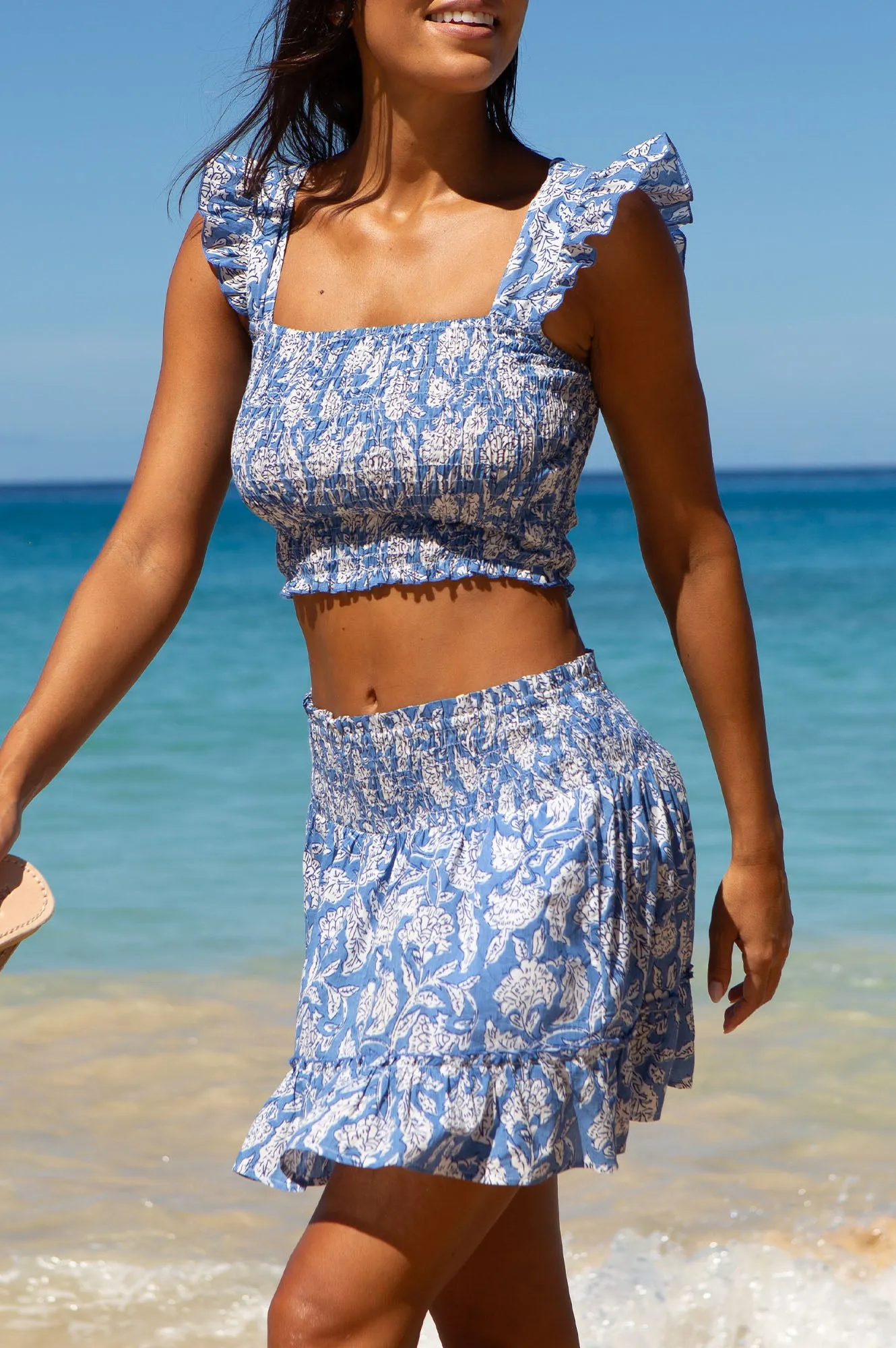 Emani Organic Cotton Skirt | Dianthus Blue/White Formal Event Weekend Style
