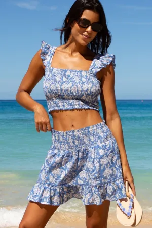 Breezy Style Emani Organic Cotton Skirt | Dianthus Blue/White