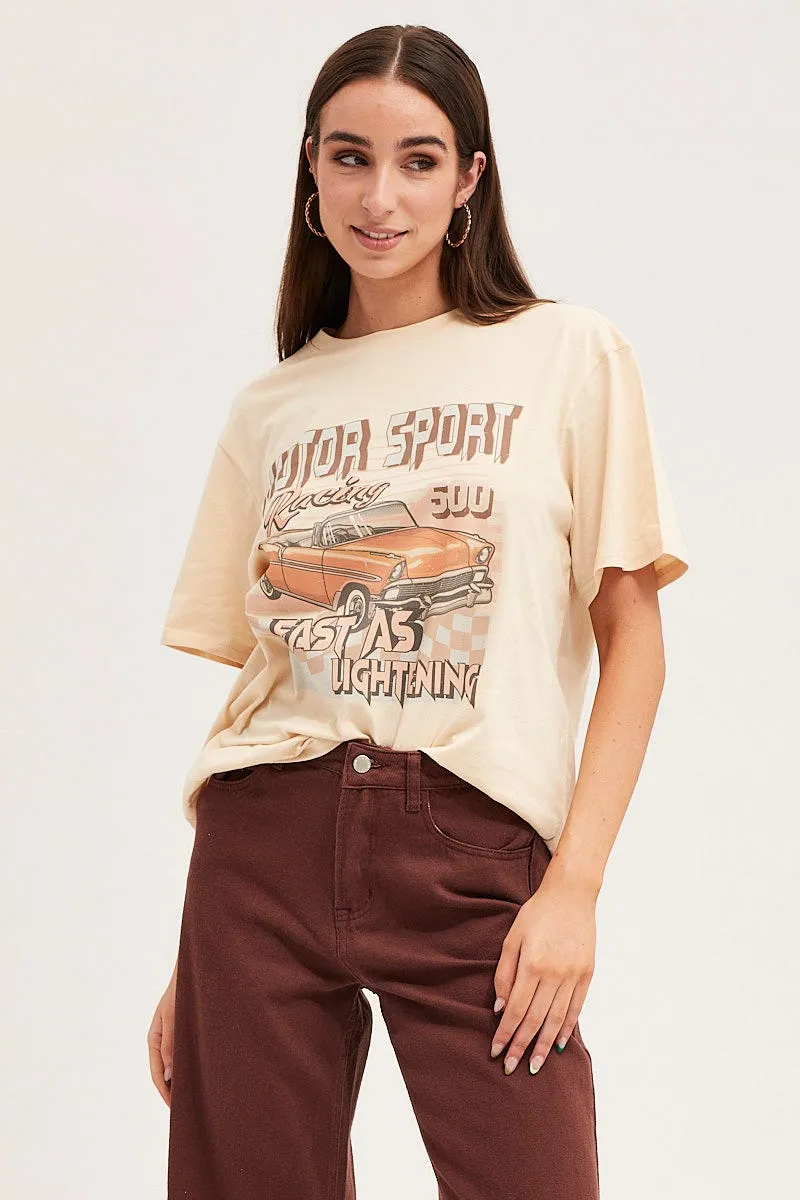 Seamless Edging Weekend Outfit Beige Oversized T-Shirt
