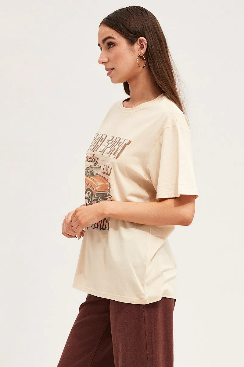 Beige Oversized T-Shirt Timeless Piece Soft and durable