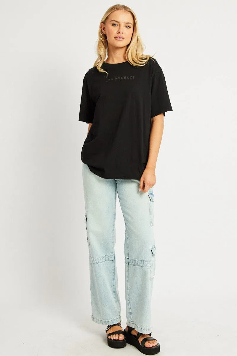 Black Graphic Tee Short Sleeve Fresh Outfit Structured silhouette