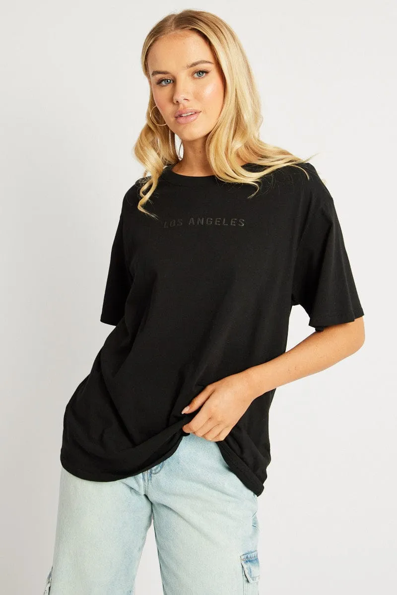 High-End Quality Black Graphic Tee Short Sleeve