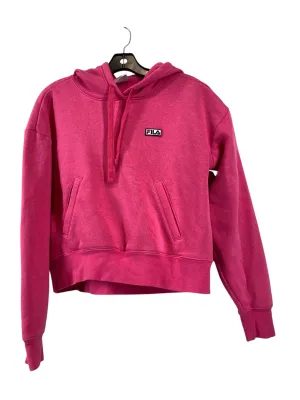 Layered Look Athletic Sweatshirt Hoodie By Fila In Pink, Size: S