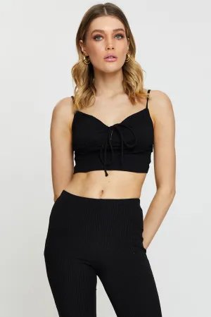 Black Crop Top Short Sleeve Flexible Material