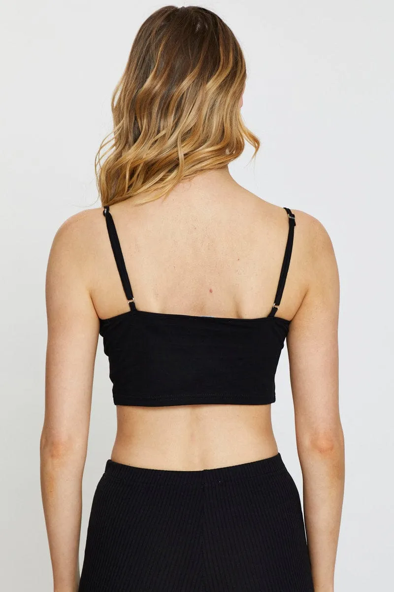 Relaxed Blouse Street Edge Black Crop Top Short Sleeve