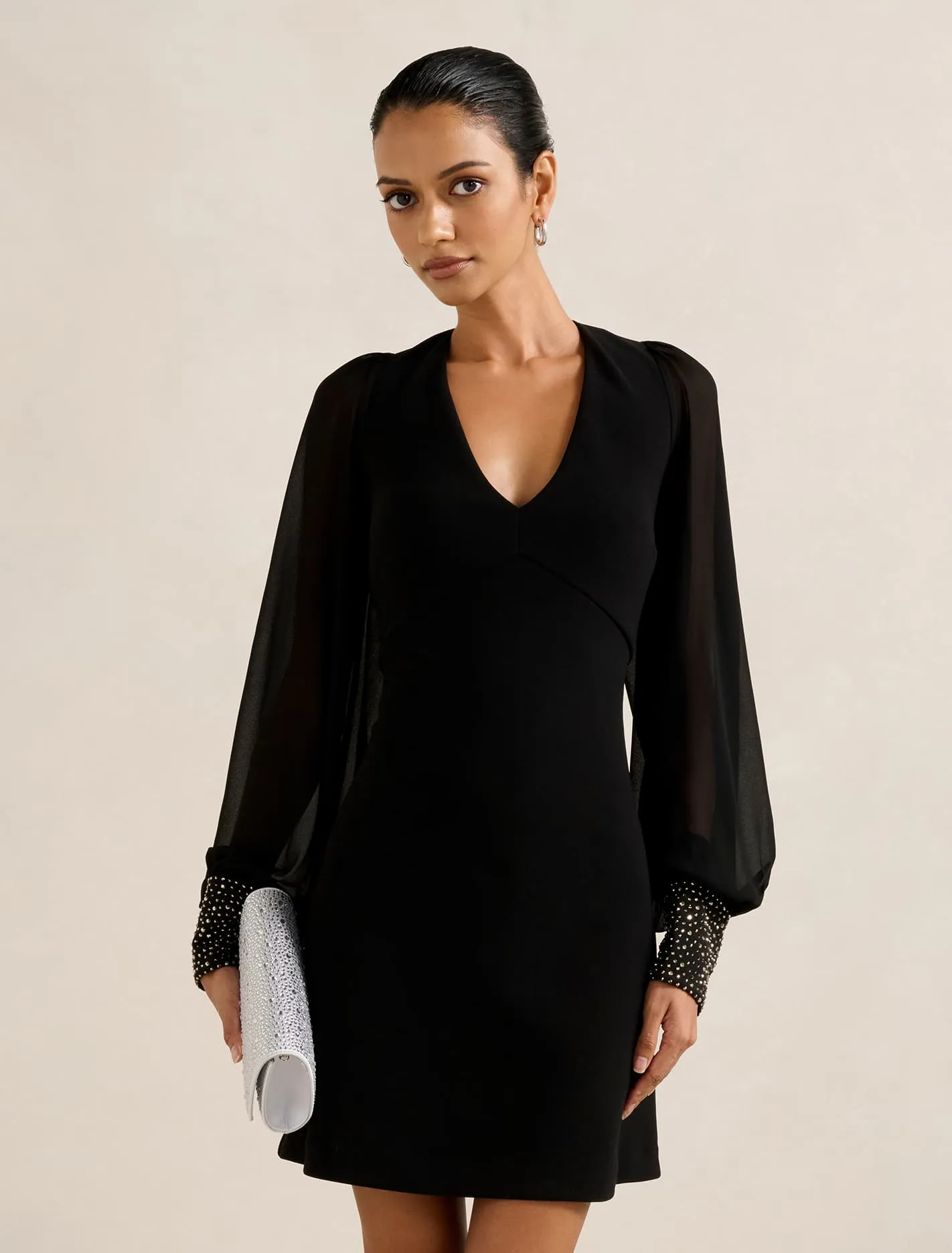 Light Glow Fashion Rebel Adaline Petite Rhinestone Cuff Mini Dress