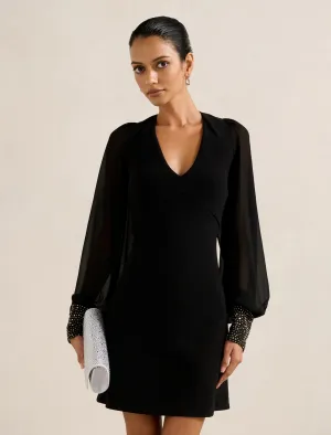 Adaline Petite Rhinestone Cuff Mini Dress Trend fresh