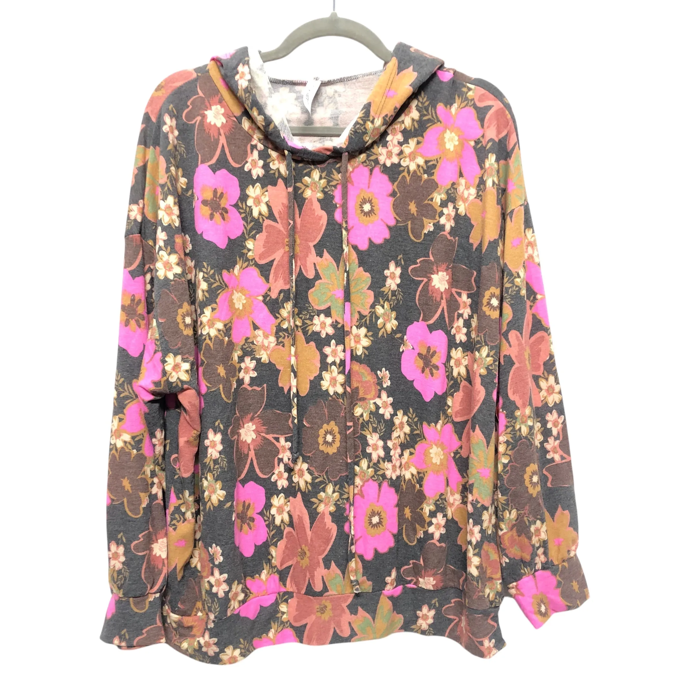 Quick Wear Tight Core Sweatshirt Hoodie By Clothes Mentor In Floral Print, Size:L