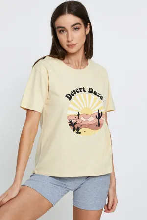 Festival Air Beige Graphic T-Shirt Short Sleeve