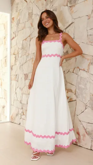 Dot Play Daleyza Maxi Dress - White / Pink