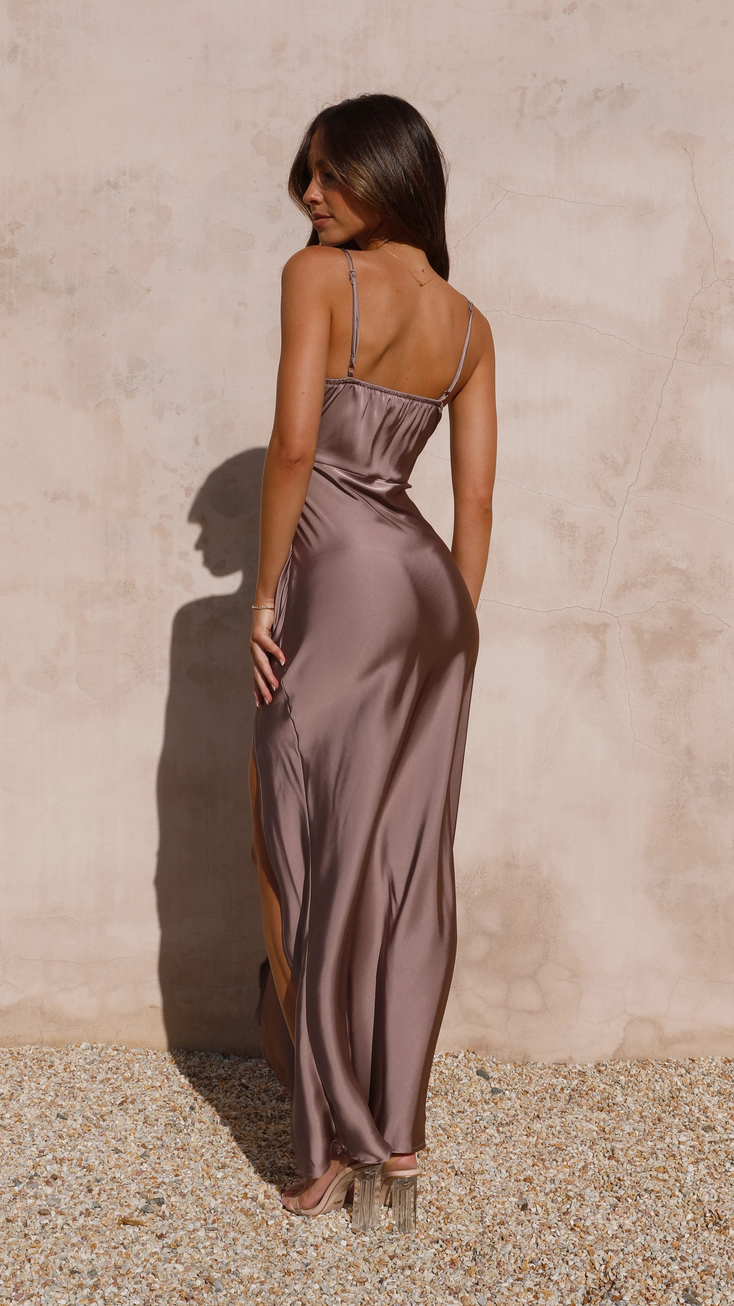Ilana Maxi Dress - Mushroom The simple yet stylish design of this maxi dress makes it an ideal choice for any occasion