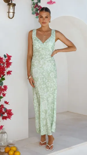 Cream Tone Sail View Rubie Maxi Dress - Lime Floral