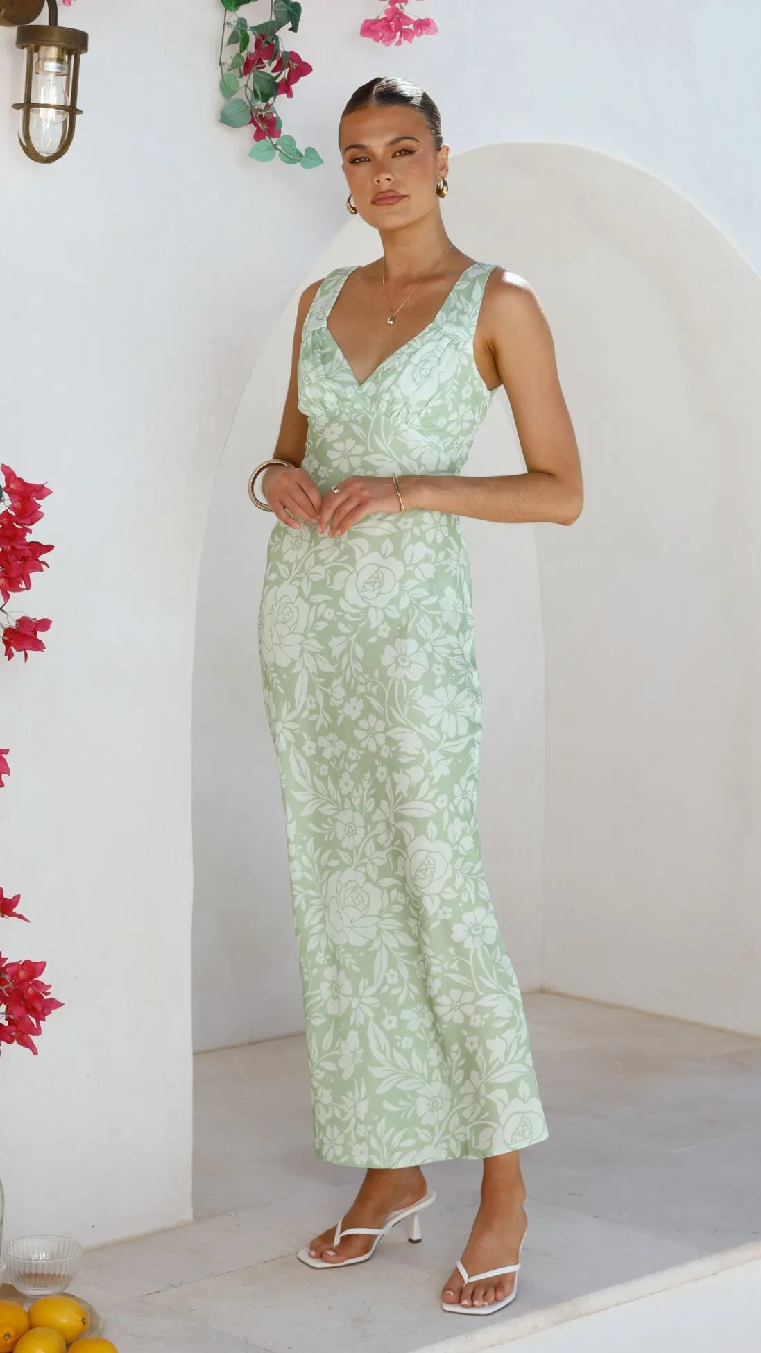 Dance Floor Rubie Maxi Dress - Lime Floral