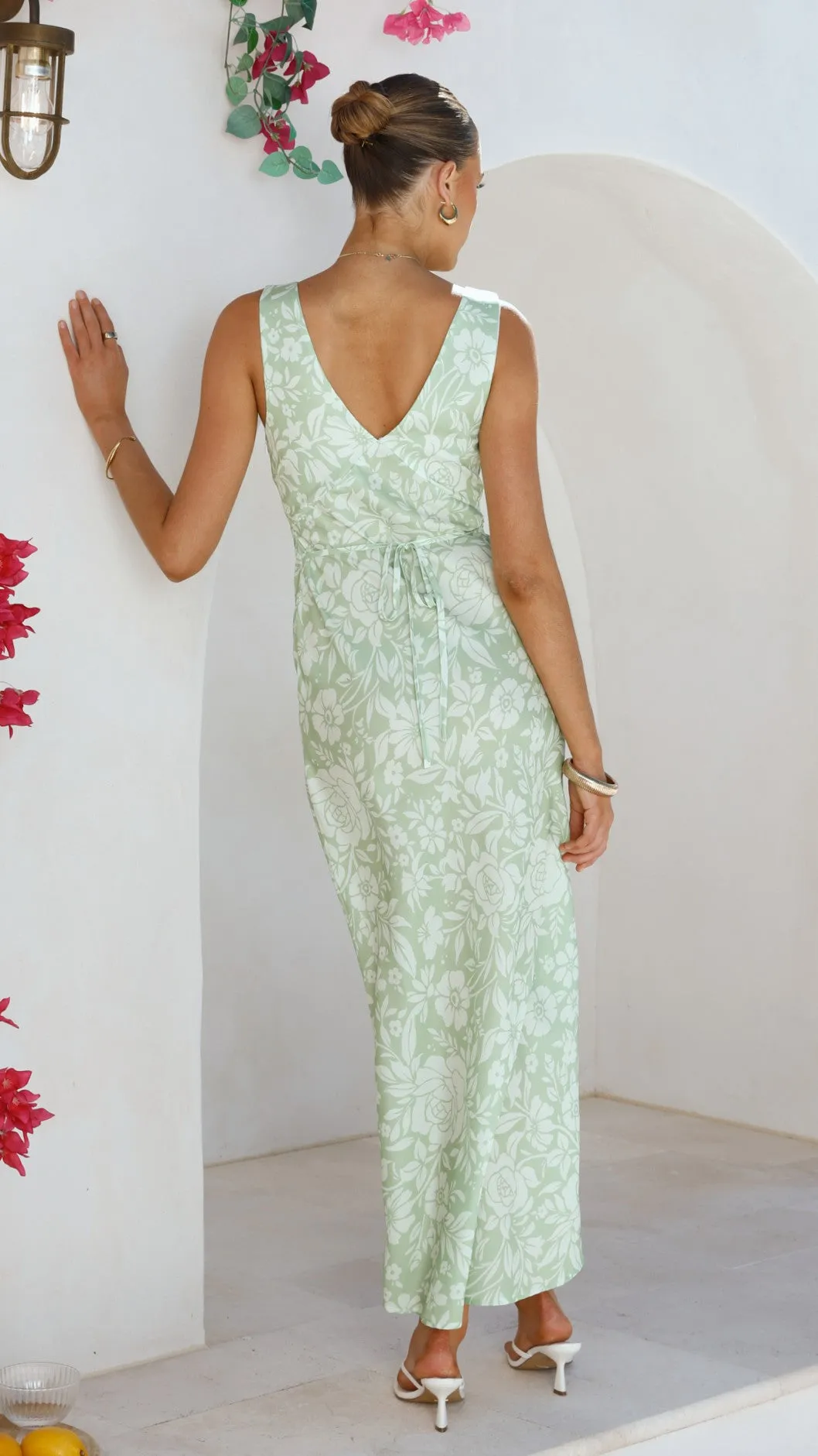 Orchard Walk Rubie Maxi Dress - Lime Floral