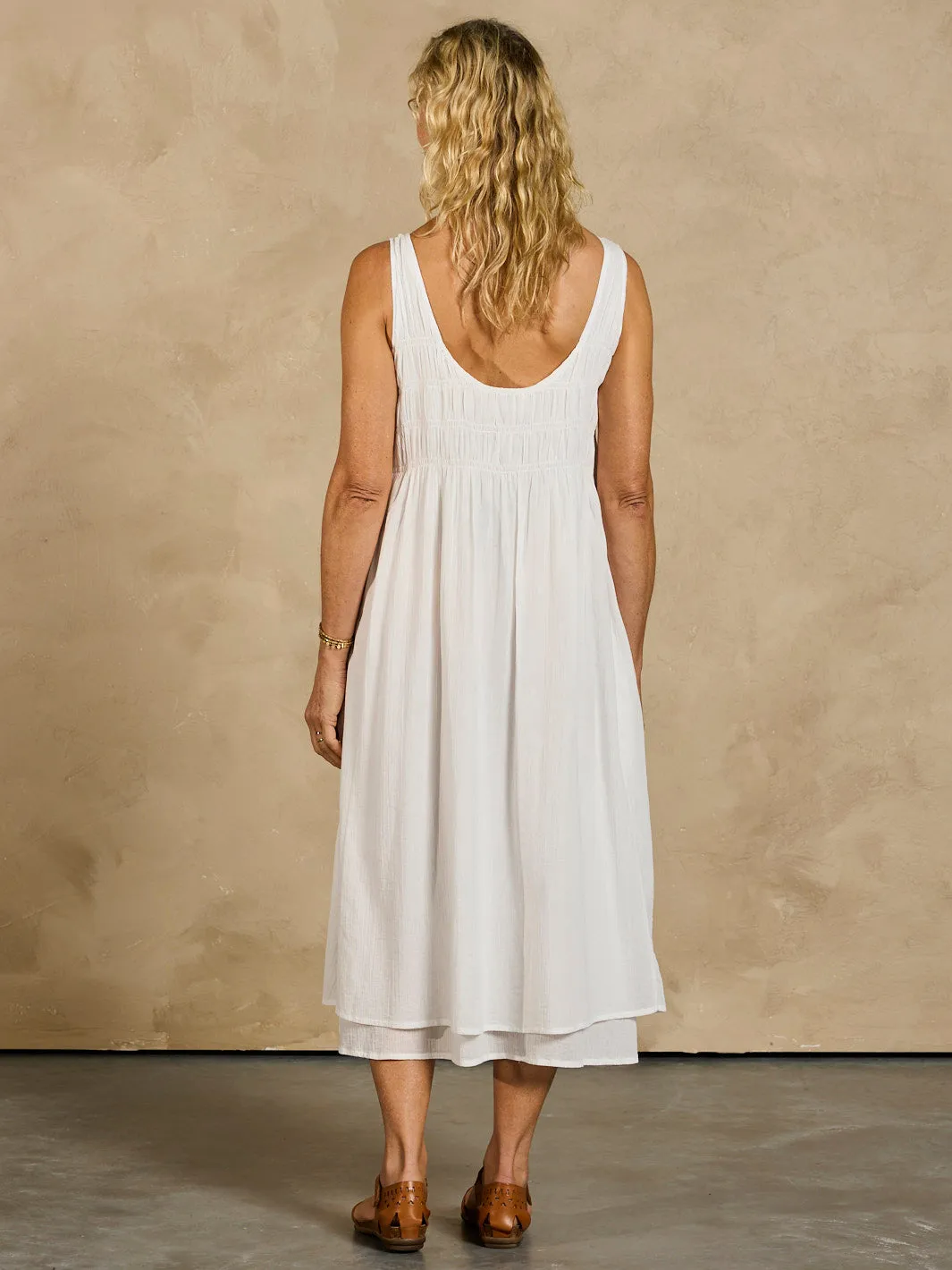 Practical travel midi Airy Mood Del Monte Midi Cotton Dress Coconut