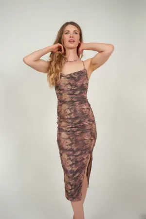Flattering wear Robe fleurie ?? d??tail m??tallique - CD3448C - (E-A16)