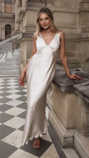 This maxi dress is perfect for creating a chic and polished look without trying too hard Canvas Soft Sofia Maxi Dress - Champagne