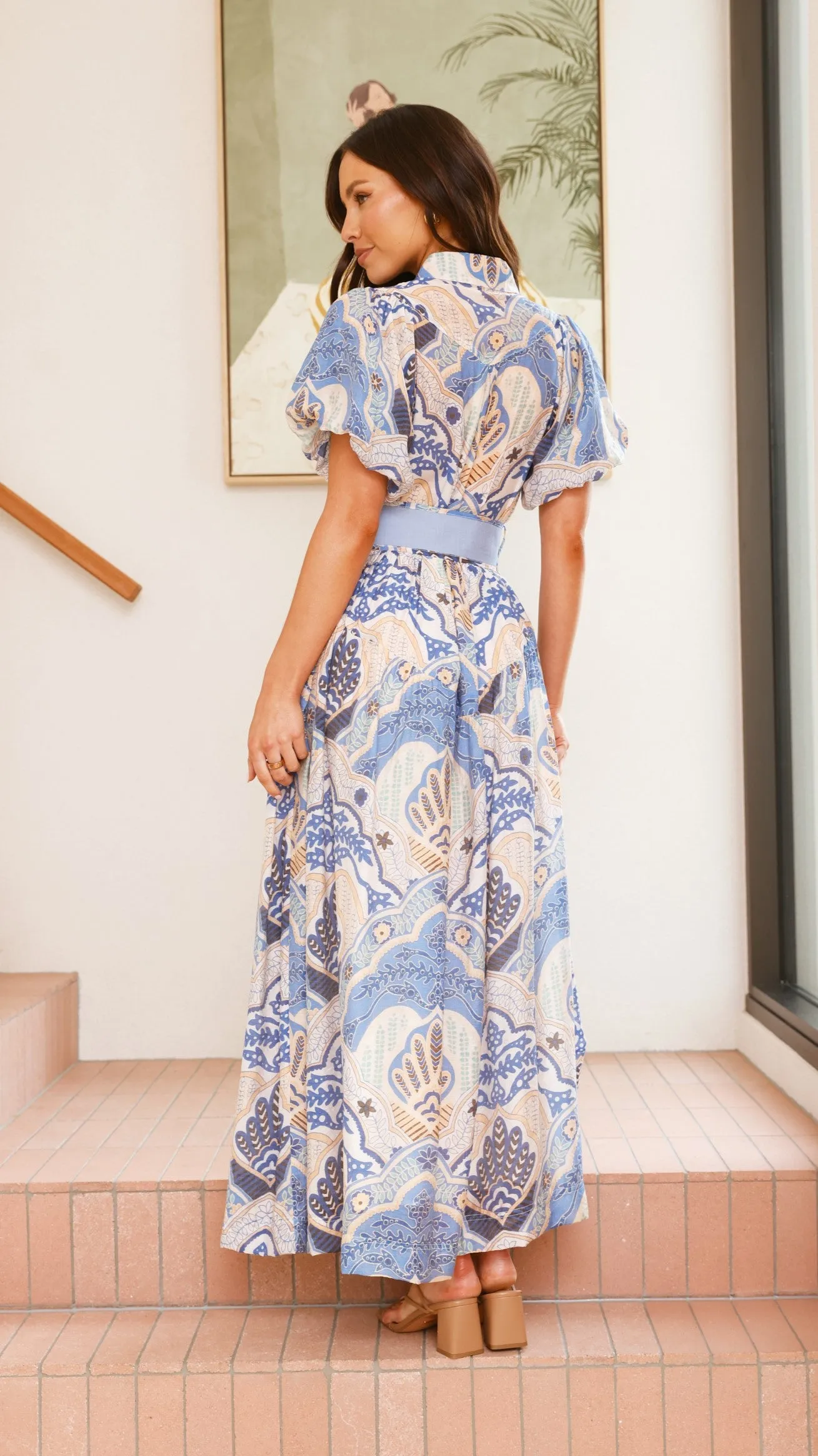 Olivie Maxi Dress - Harper Blue Shell Shine