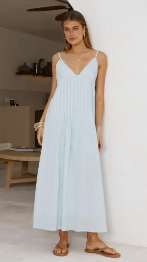 Dinner Date The timeless style of this dress ensures that it will remain a staple in your wardrobe for years to come Aspen Maxi Dress - Baby Blue