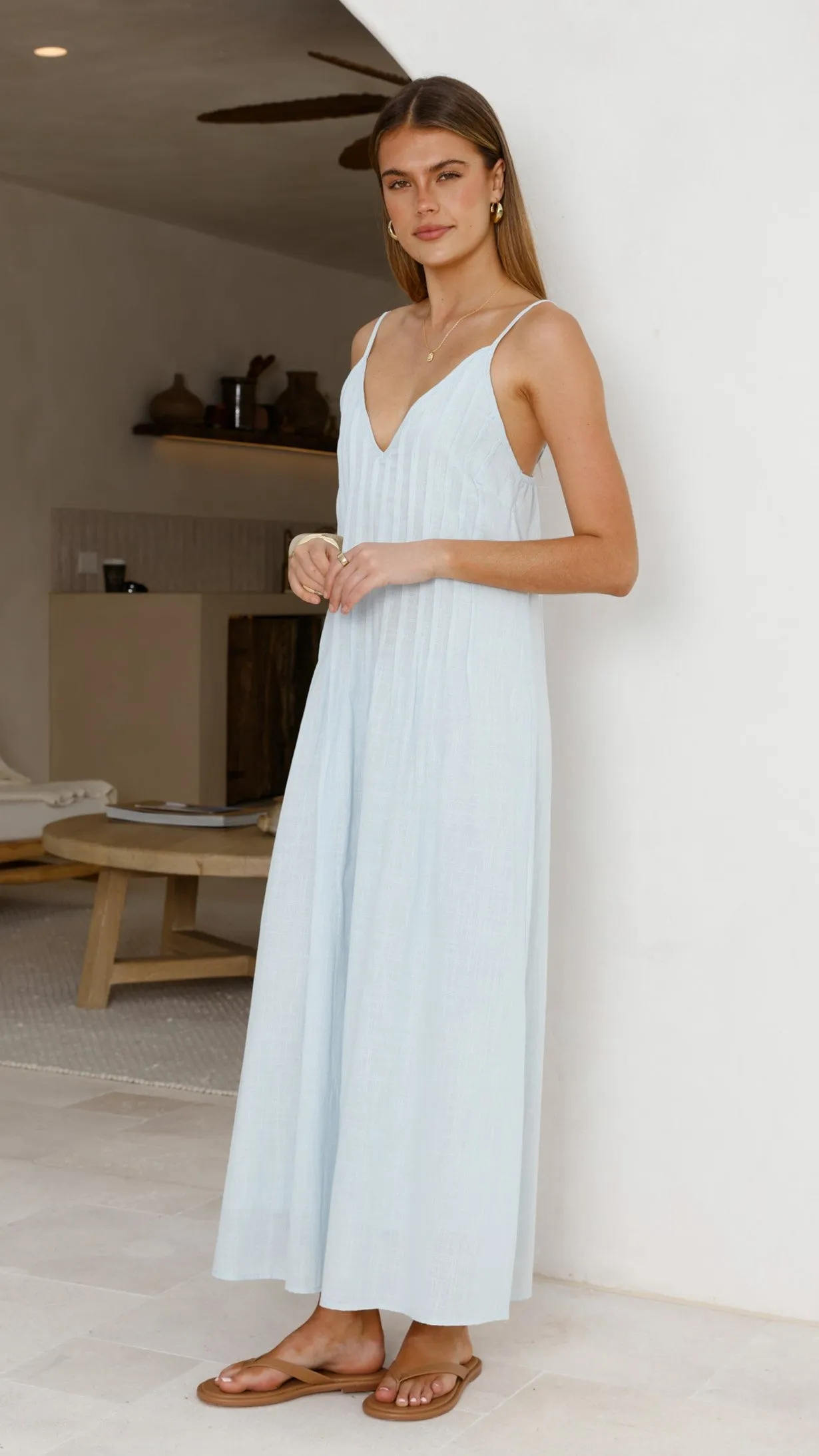 The elegant fit of this dress enhances your figure while providing plenty of comfort Sun shield Aspen Maxi Dress - Baby Blue