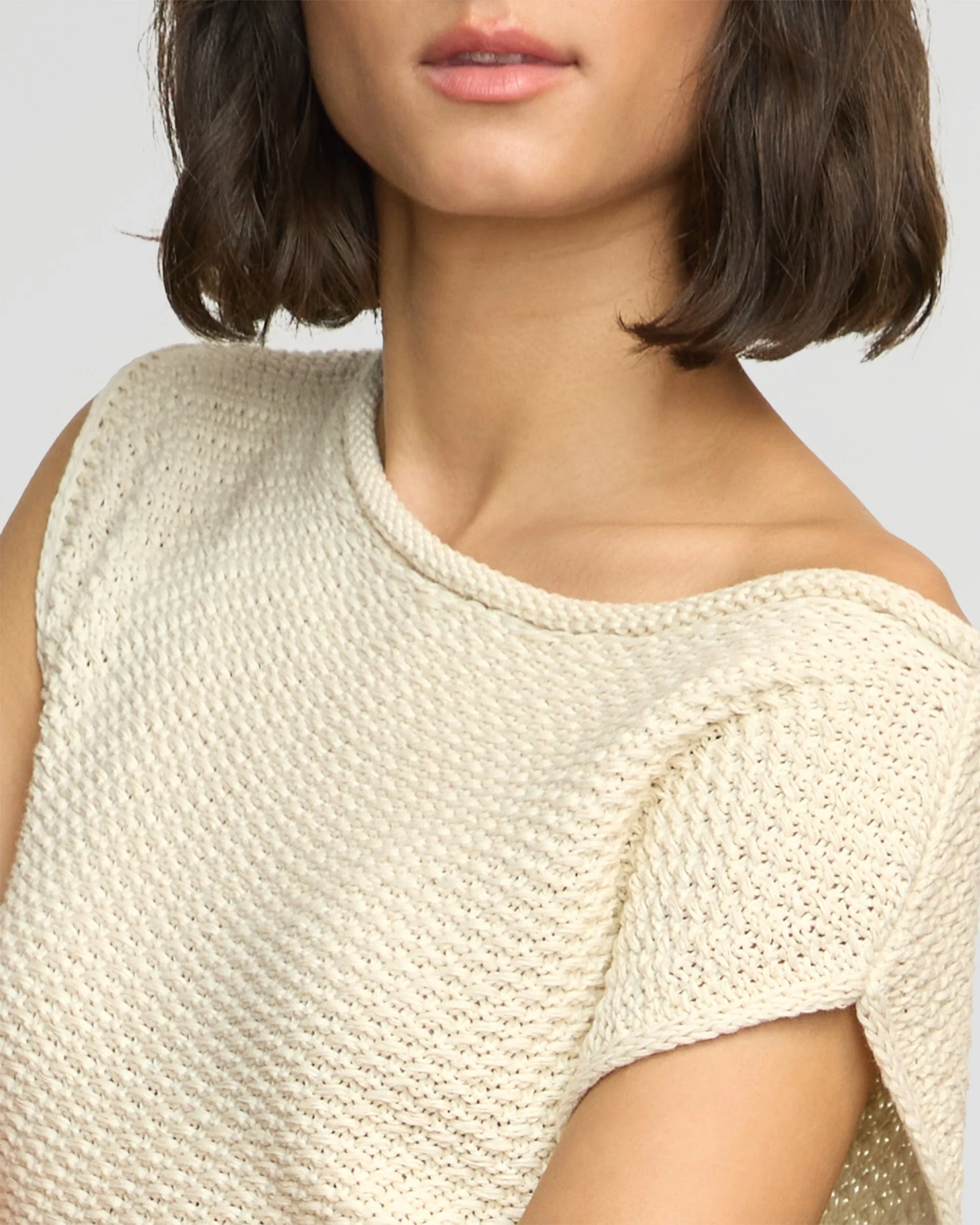 Chisa Textured Off-Shoulder Knit Top Relaxed Outfit