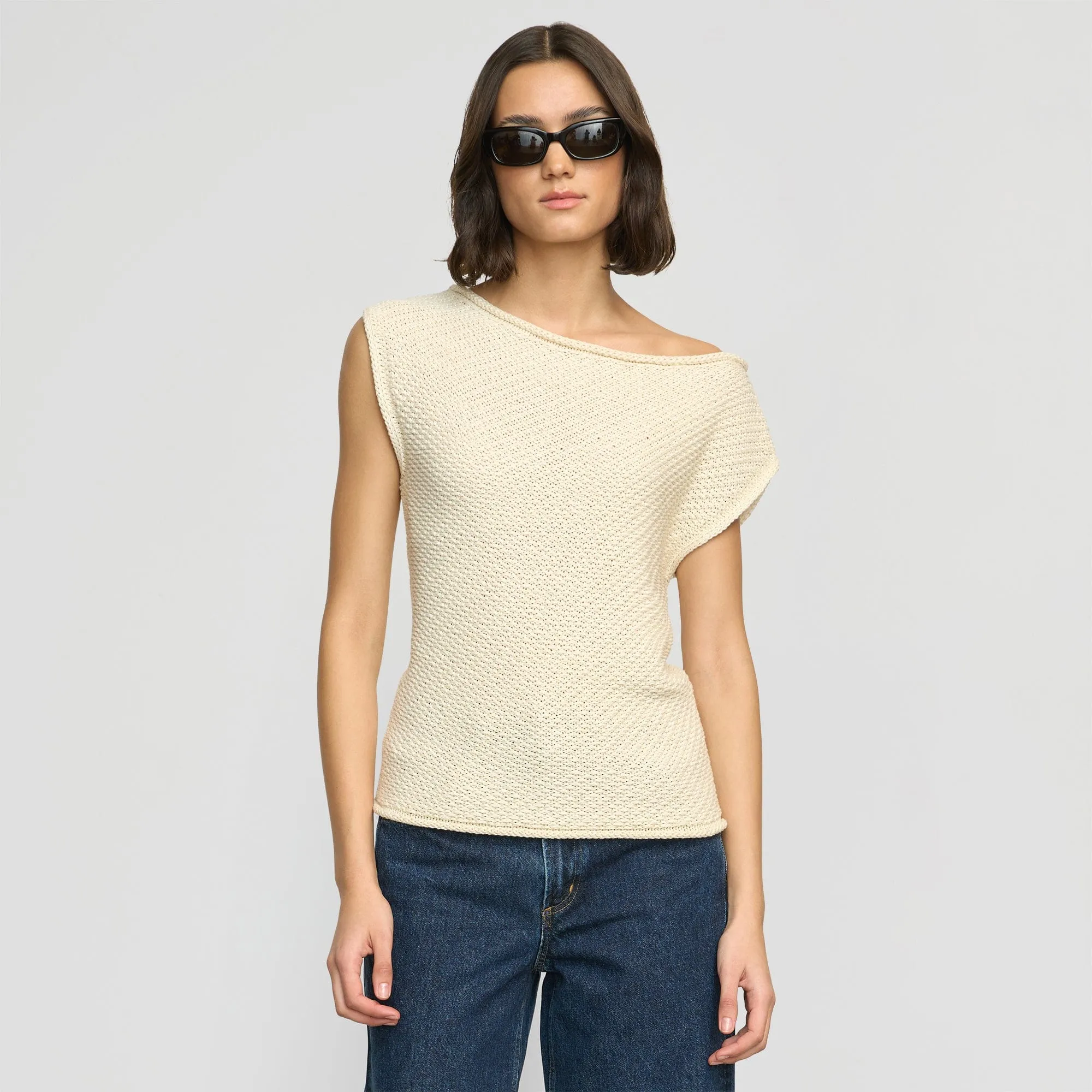 Stylish Knit Layer Chisa Textured Off-Shoulder Knit Top