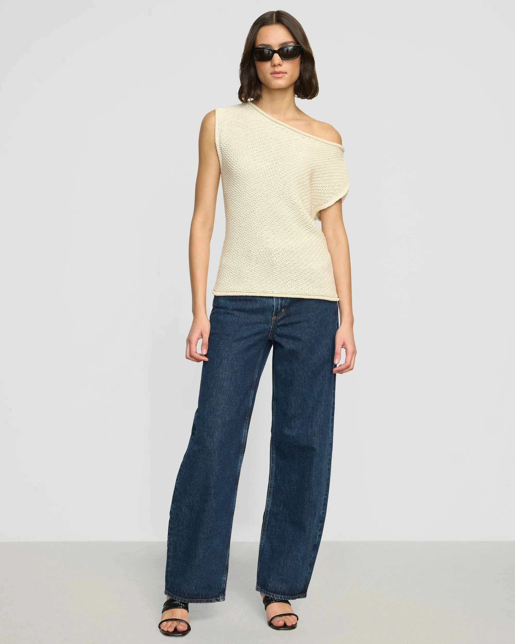 Thermal Lock Stitching Chisa Textured Off-Shoulder Knit Top
