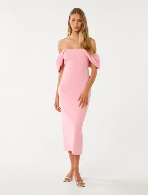 Jacinta Off Shoulder Bodycon Midi Dress Photo Spot
