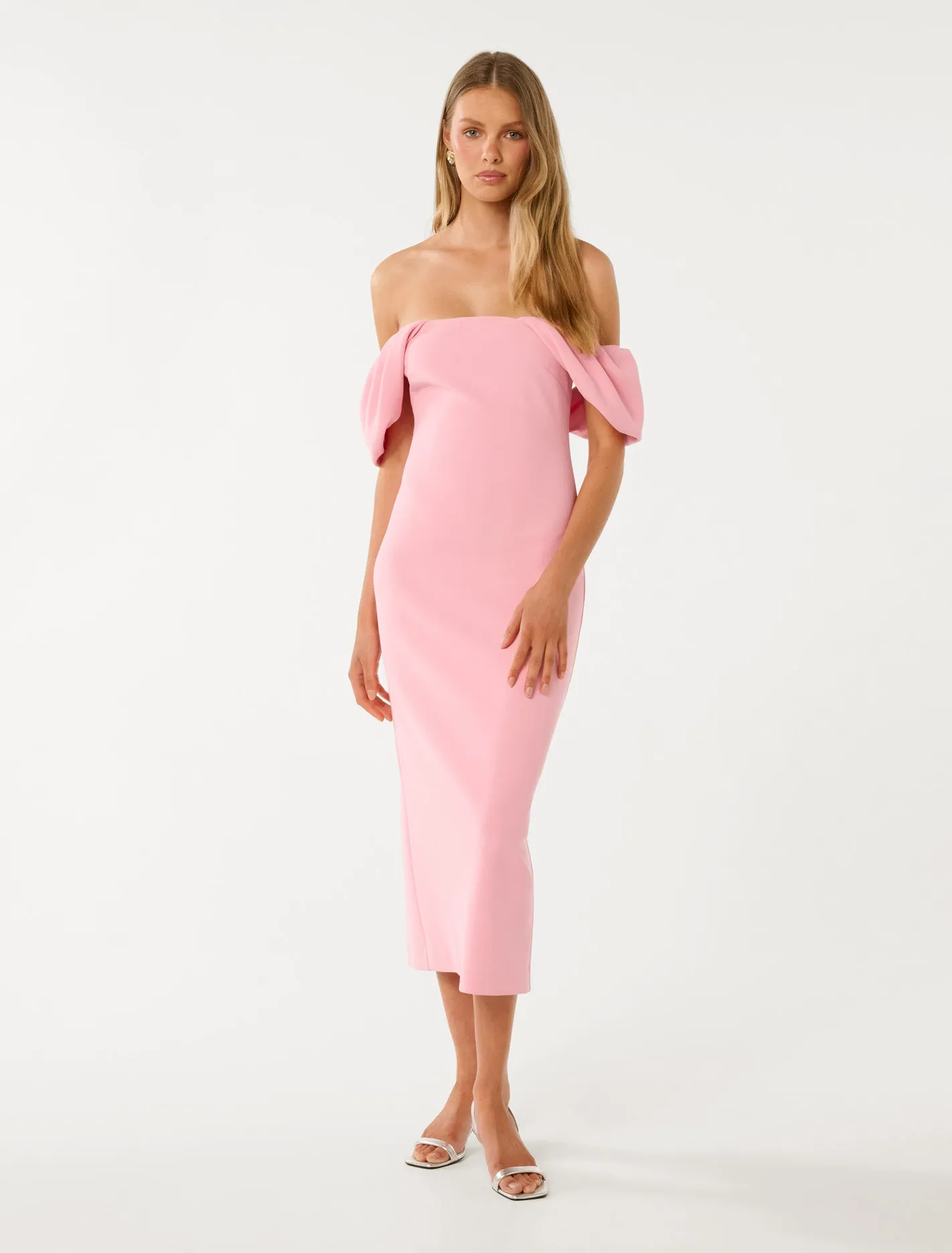 Jacinta Off Shoulder Bodycon Midi Dress Timeless Look