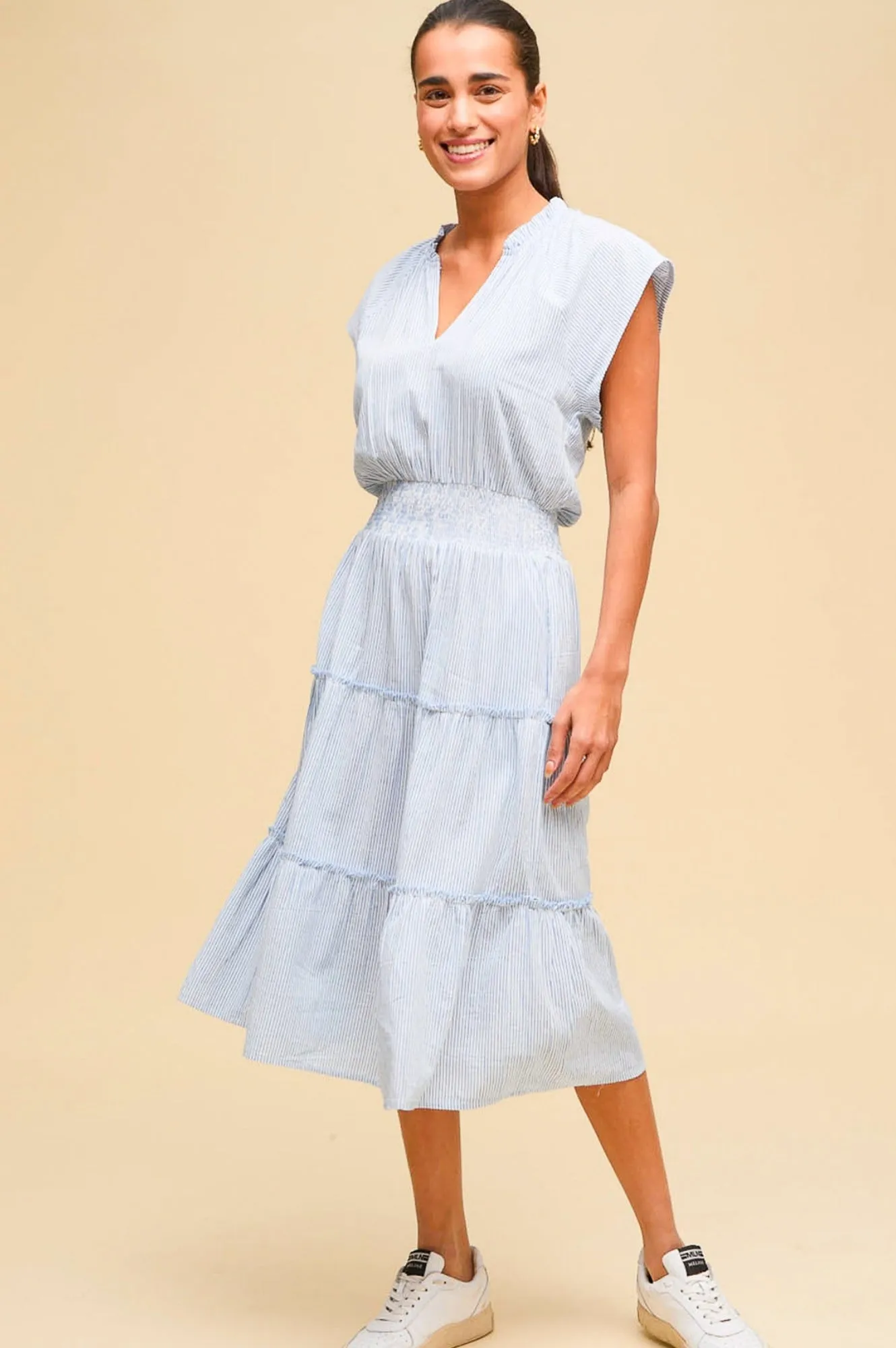 Lavender Hill Riley Organic Cotton Dress | Stripe Blue/White