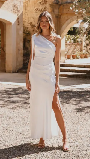 Practical long dress Halle One Shoulder Maxi Dress - Ivory