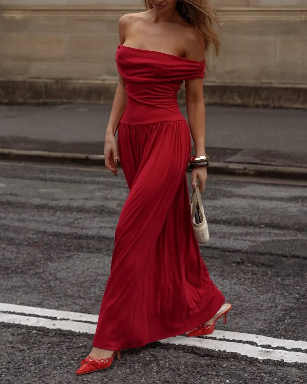 Manalla Maxi Dress - Cherry Stunning full-length outfit