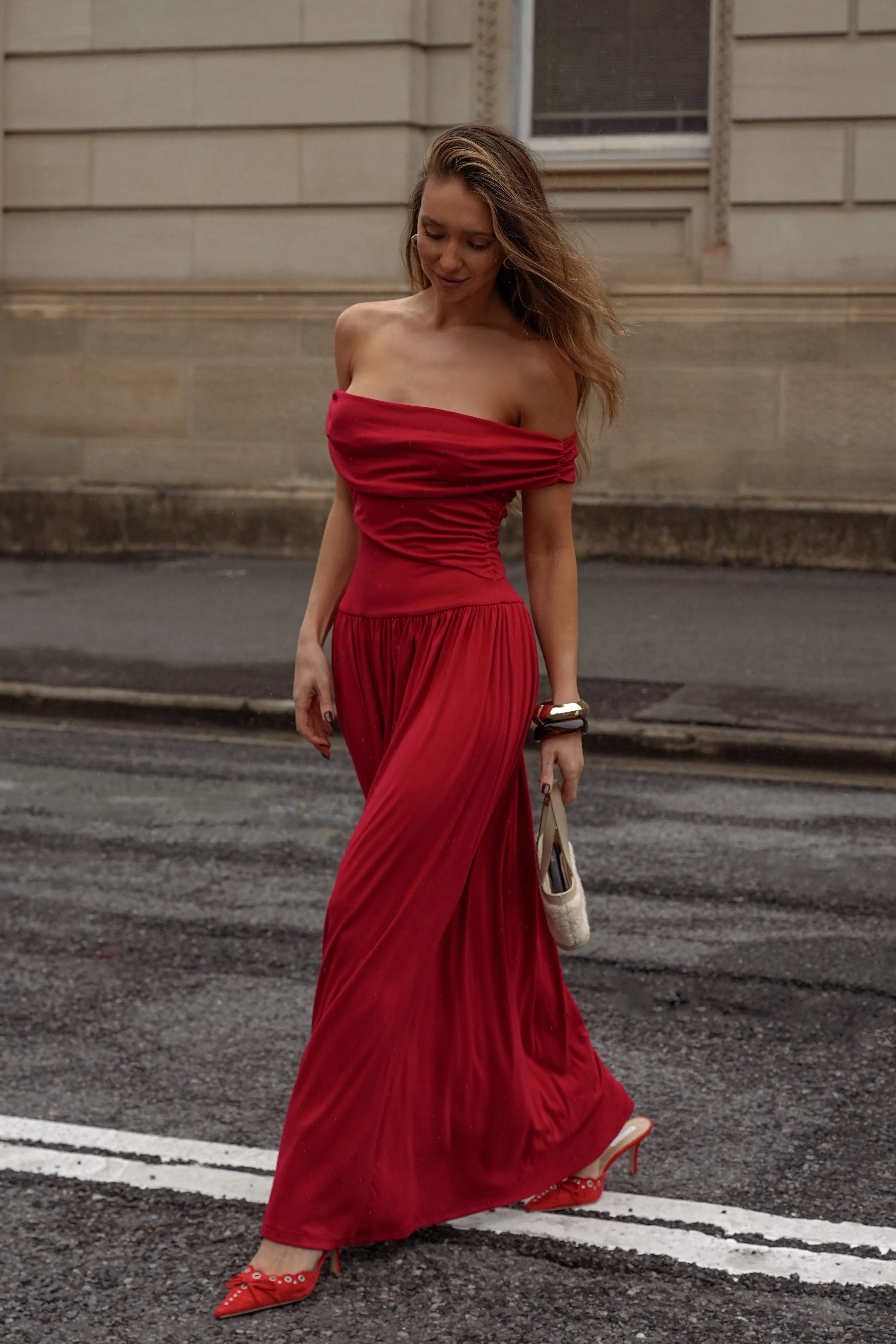 Manalla Maxi Dress - Cherry Coral Reef Dye Art