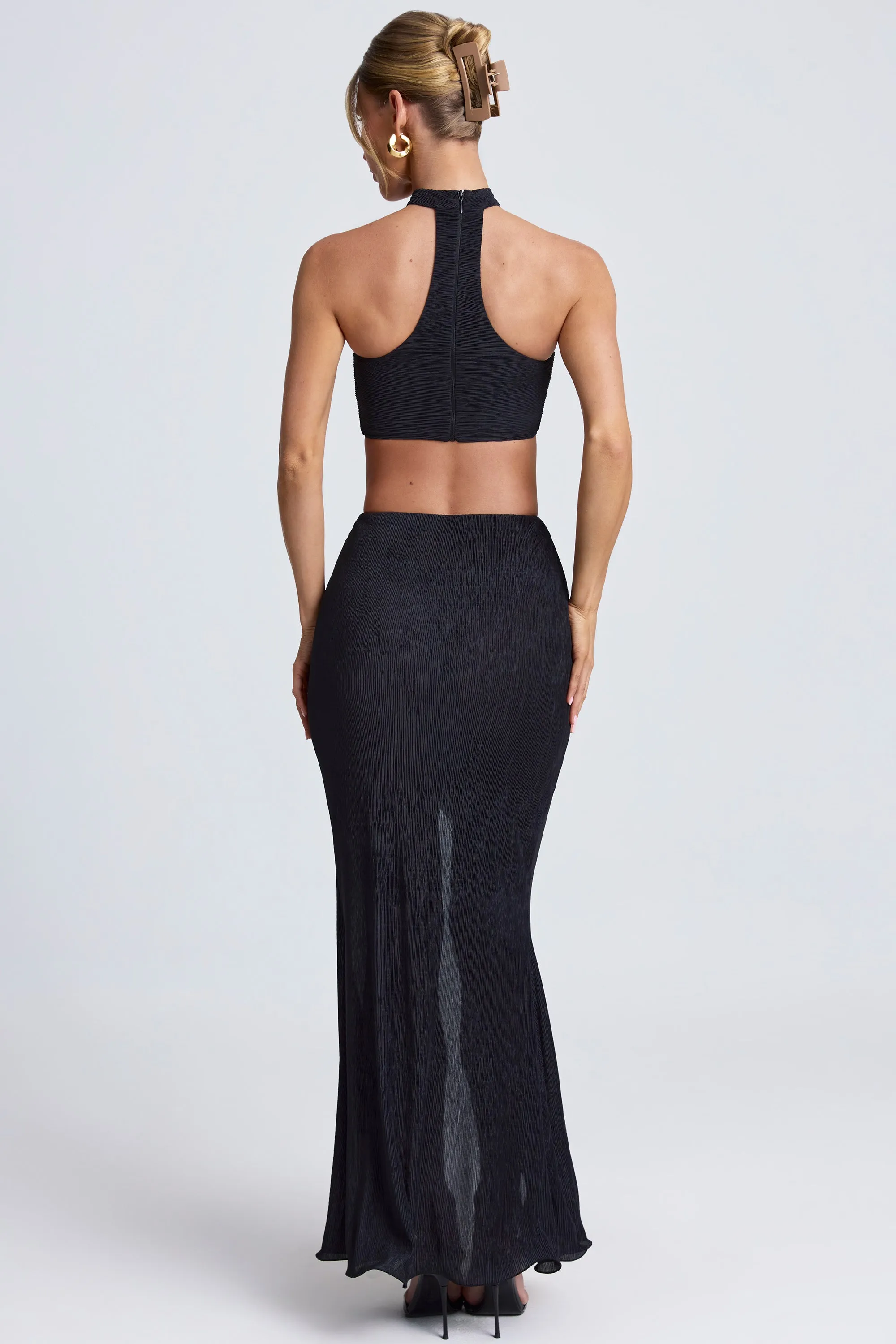 Ruffle-Trim Maxi Skirt in Black City Wear