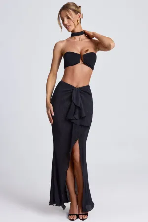 Ruffle-Trim Maxi Skirt in Black Minimal Touch