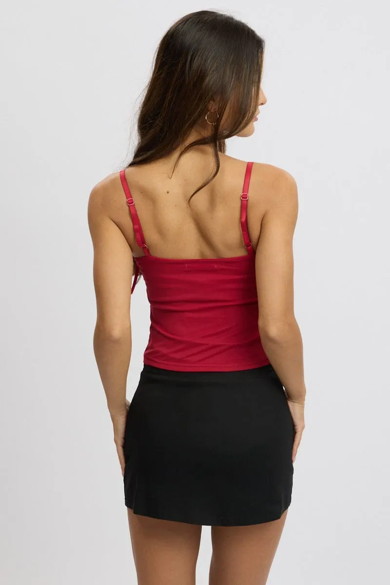 MoistureWicking AntiPilling Surface Red Mesh Singlet Top