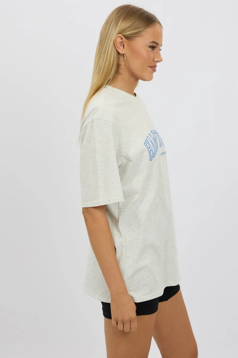 Relaxed Comfort Wear Fashion-Forward Grey Graphic Tee Short Sleeve
