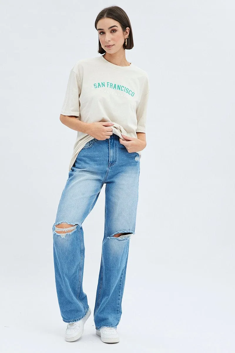 Nude Short Sleeve Embroidered Graphic T Shirt Luxury exclusivity