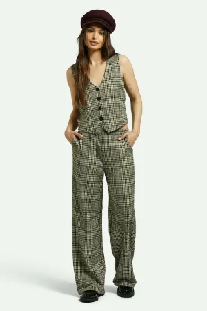 Menswear Plaid Leisure Trouser Pant - Winter White/Black Plaid Stylish Cut Basic Look