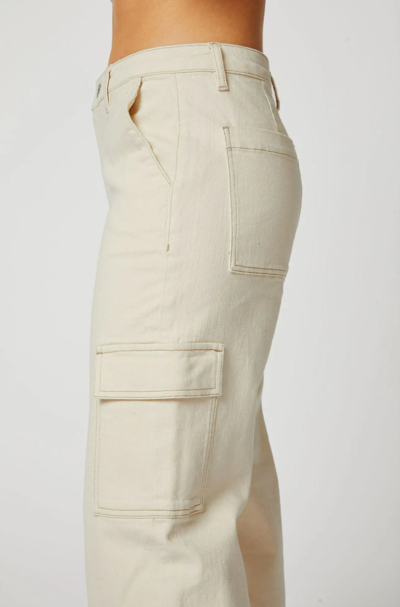 Erin Cargo Straight Leg Jeans | Cream Athlete Fit High Quality