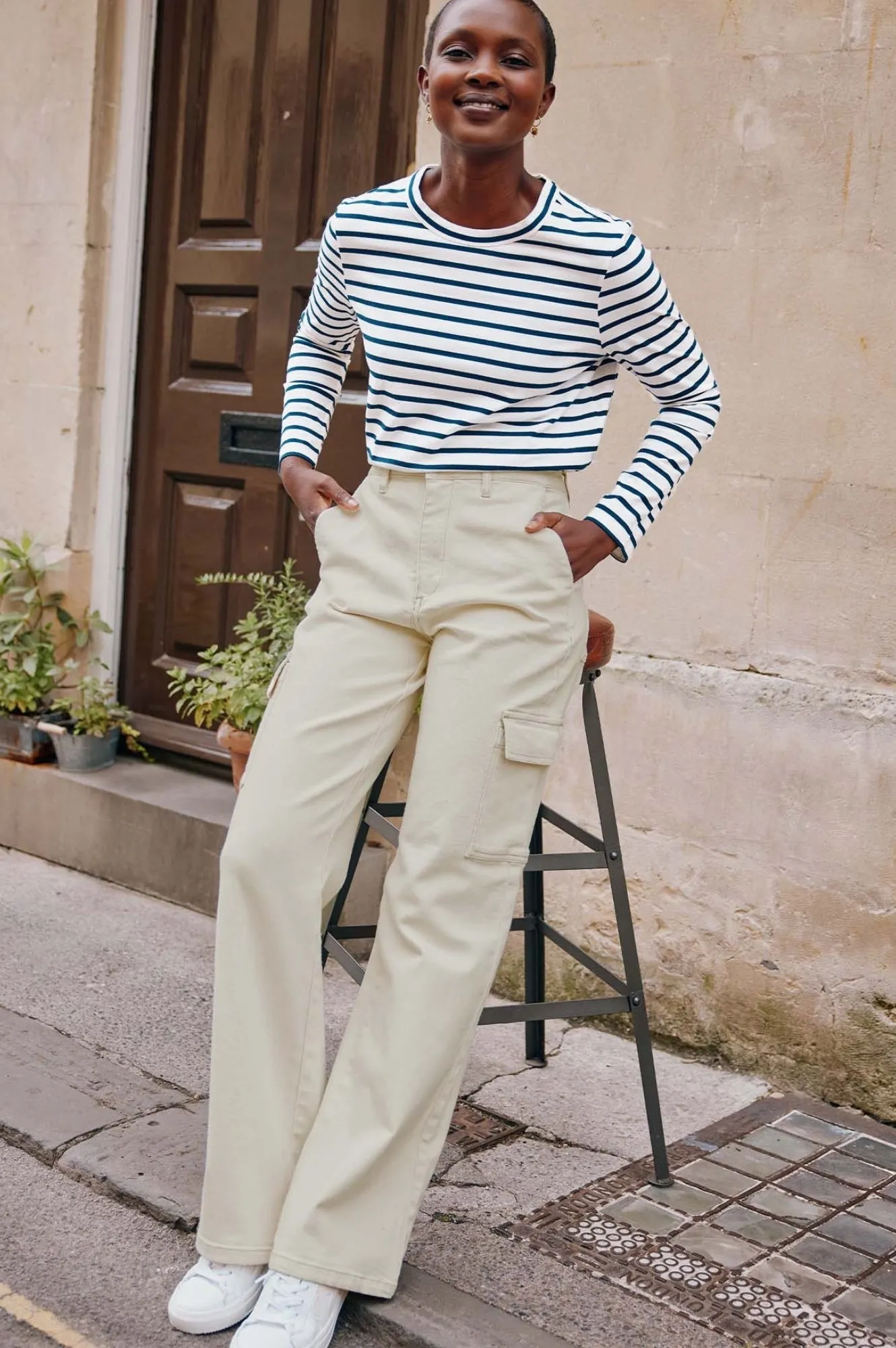 Fit Focus Erin Cargo Straight Leg Jeans | Cream
