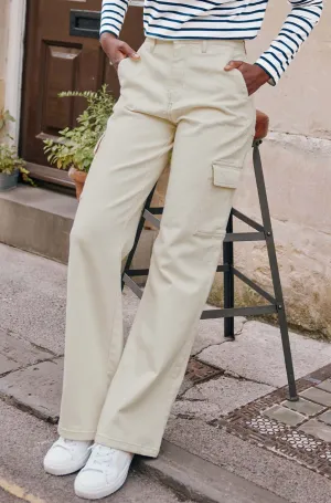 Erin Cargo Straight Leg Jeans | Cream Minimalist Night Out Smooth Everyday Loose Music Event